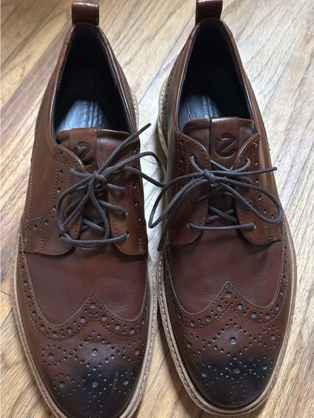 Ecco Brown Leather Wingtip Derby Oxfords